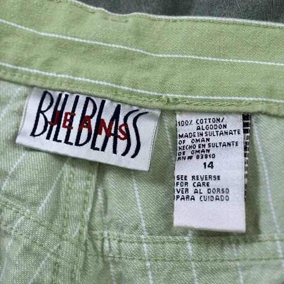 Vintage Bill Blass Capri Jeans Womens 14 Green Stripe Cropped Y2K Resortwear - Picture 3 of 8